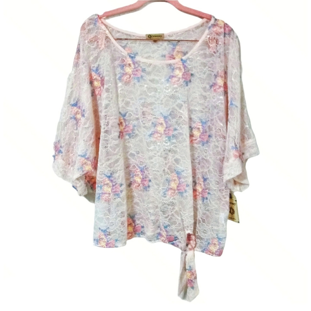 NWT DEMOCRACY Lace Embroidered Top XL cottagecore